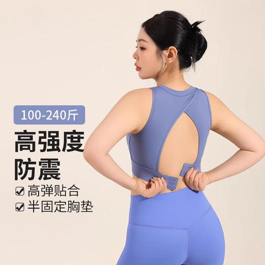 跃牌（呗咪纷纷系列）大码一体运动内衣女防震跑步美背瑜伽背心固定胸垫聚拢文胸WX9001 商品图0