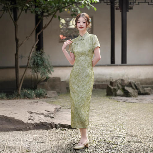 2025年春夏新款改良旗袍日常绿色XL1203 商品图4