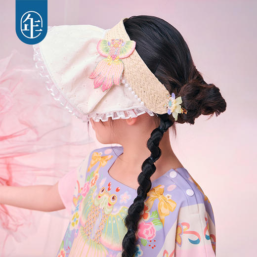 年衣女童2025夏新款原创设计防晒帽可爱甜美遮阳帽金玉年年遮阳帽 商品图1