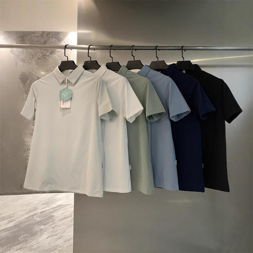 冰丝索罗娜！无痕压胶！2025夏季冰爽弹力半拉链男式短袖POLO衫！ 商品图2