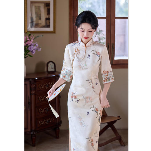 素雅中式长款倒大袖国风旗袍2025春夏新款年轻宴会旗袍SYK11051 商品图0