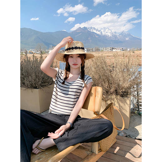 <曾小咸推荐>3.25现货秒杀 ！微信超特价！2色条纹针织衫短袖 日常99.99 立减40 秒杀59.99！！ 商品图1