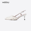 Westory2025年夏季凤羽花包头高跟空凉鞋宴会后空单鞋W25AH59381 商品缩略图1