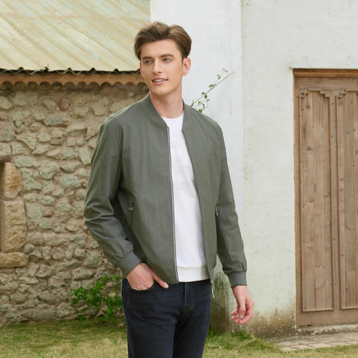 半身缘男装 秋季新款棒球领外套棒球服休闲夹克253112M01312063 商品图2