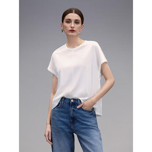 COCOBELLA奢感缎光人丝T恤精致简约丝滑凉感短袖上衣TS0020B 商品图3