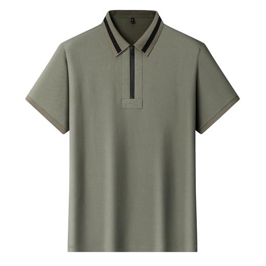 【100%棉】【DLS】大依优型大码拉链短袖POLO衫翻领加肥加大男士大号透气舒适夏季半袖上衣 商品图2