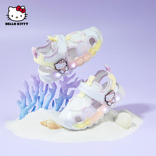 HelloKitty童鞋女童包头凉鞋夏季女宝宝亮灯鞋软底儿童沙滩鞋24-30 K4526804 商品图1