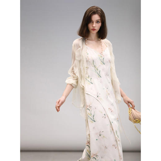 COCOBELLA设计师款花卉植物吊带裙立裁拼接优雅连衣裙FR3088 商品图3