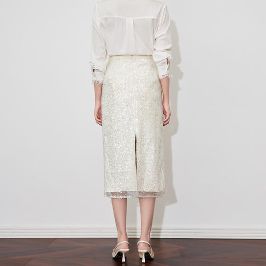 重工亮片时尚高腰设计感名媛直筒半身裙WLZD2501603 商品图1