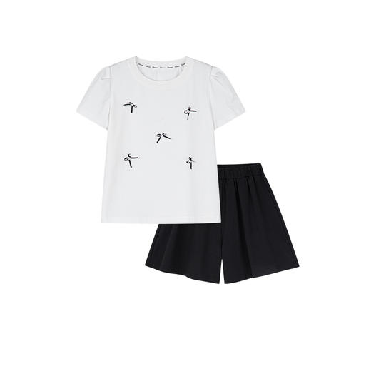 笛莎千与2025夏季新款女童甜美蝴蝶结装饰裙裤套装 商品图4