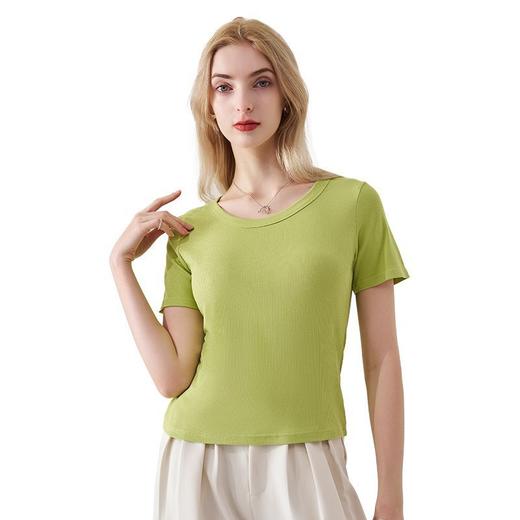 【告别夏日黏腻感❗双面莫代尔T恤】女士莫代尔螺纹短袖，水洗多次依旧有形，清爽透气出汗不粘腻，夏季内搭薄款修身显瘦简约学生圆领打底上衣QQ 商品图4