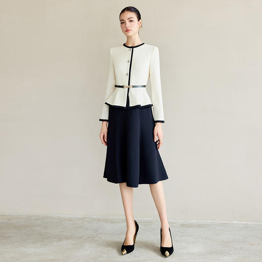 IWY/小香风连衣裙新款假两件拼色套装时尚洋气减龄显瘦遮肉伞裙Q1288 商品图1