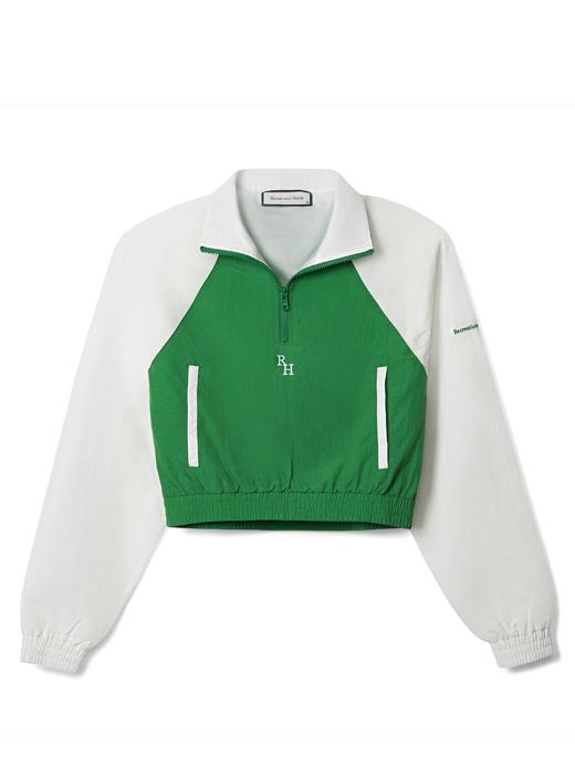 Recreational Habits - The Billie Nylon Quarter Zip - White saga - 女装 - 半拉链卫衣 - 白色/绿色 商品图0