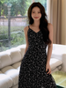奢姿大码女装2025夏季气质减龄吊带连衣裙胖妹妹时尚碎花小黑裙9951853249B 商品缩略图3