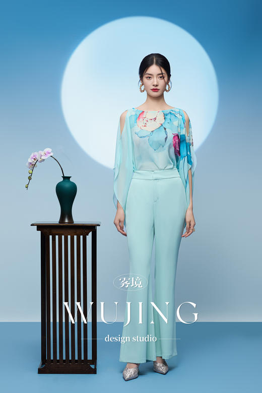 3205060 青白黛绿 韩国进口水晶乔其纱上衣 雾境 商品图4