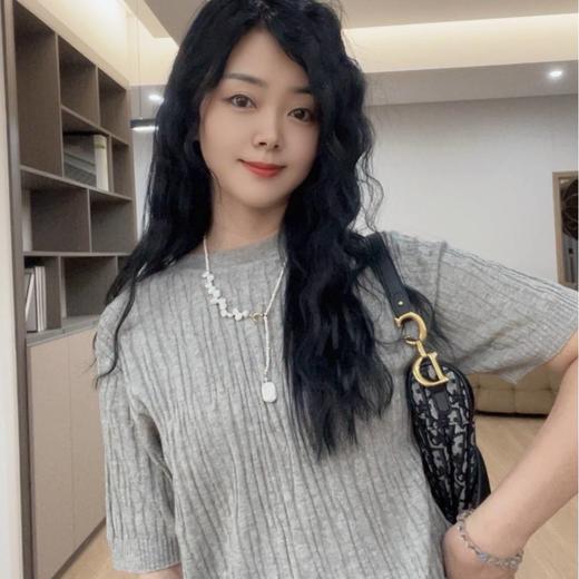 S·Y·C【 康家丝绒系列 】灰色高级感针织短袖上衣SYR25016 商品图2