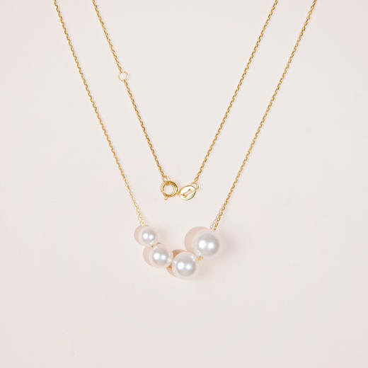 阮仕珍珠 流星系列G18K金日本akoya珍珠链牌 5-8.5mm 正圆 微瑕 极强光 商品图0