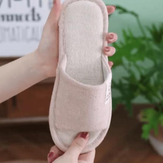 【四叶草亚麻拖鞋】记得家人长辈、爱出脚汗的老公买，全家人一起穿!!居家拖鞋强烈推荐 踏面亚麻材质，鞋面透气布鞋底EVA防滑 简约|清新|透气【防滑|柔软|四季通用 商品图1