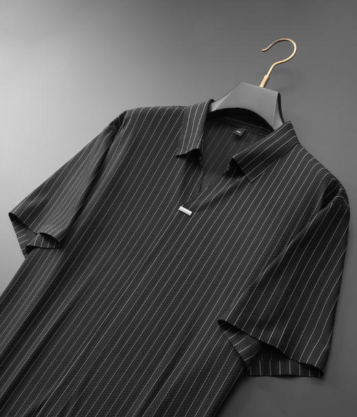 【冰丝】【DDA】大依优型大码V领短袖POLO衫翻领弹力商务休闲透气半袖夏季上衣男士 商品图3