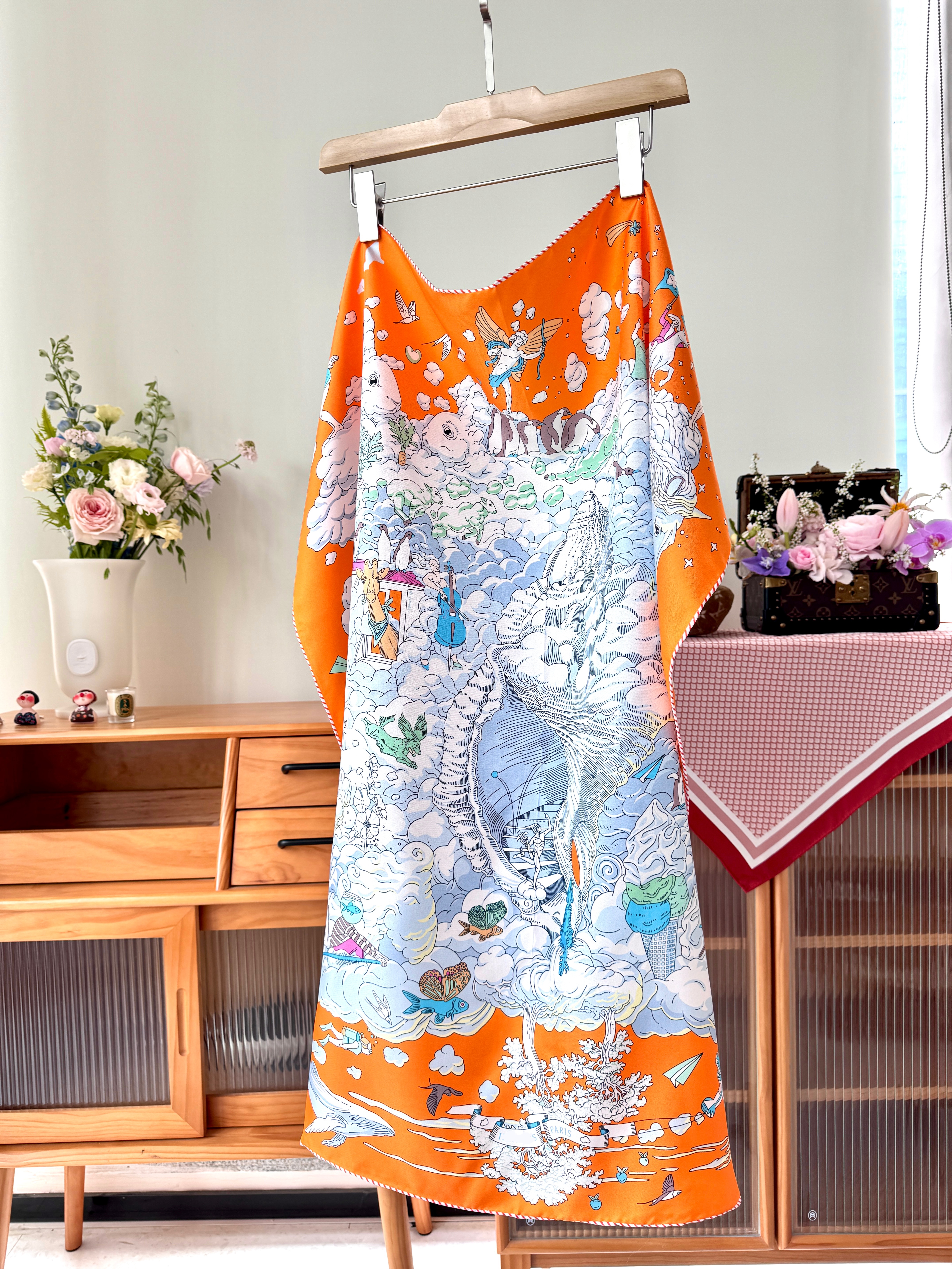 火桐hooton 云间万象 斜纹绸重磅桑蚕丝围巾YTSJ2025