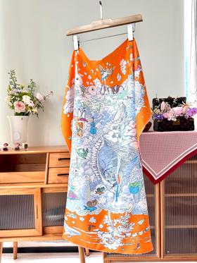 火桐hooton 云间万象 斜纹绸重磅桑蚕丝围巾YTSJ2025