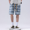 【DYG】大依优型大码男装牛仔短裤宽松OVS风潮牌印花松紧腰运动牛仔裤中裤夏季男士五分裤 商品缩略图4