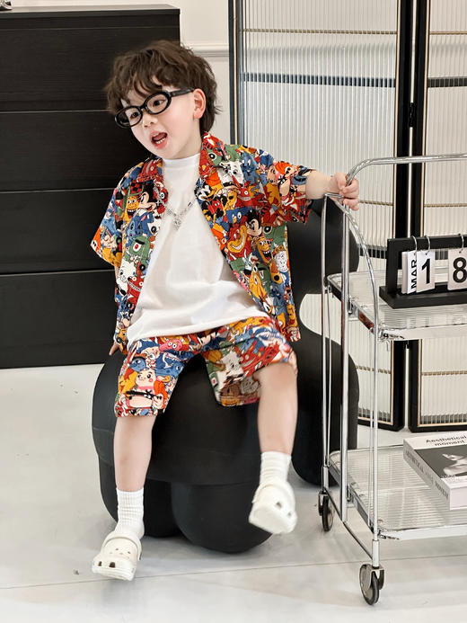 一套39.9💰两套69.9💰👋【佑族儿童痞帅沙滩风休闲套装Y2461】🍂巨巨巨好看的沙滩风潮流时尚套装来了，超多好看的款式，😎 每一套都十分的好看 商品图5