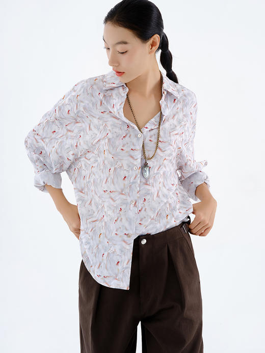 凯喜雅 小翻领防晒衬衣100%桑蚕丝 商品图3