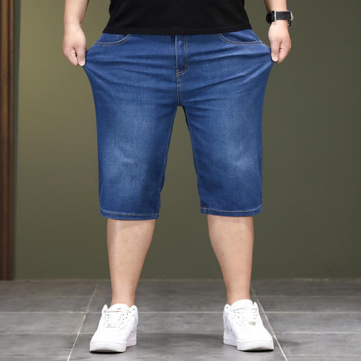 【DYG】大依优型大码男装直筒五分裤短裤加肥加大宽松商务牛仔短裤5分中裤男夏季 商品图6