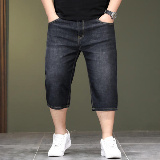 【DYG】大依优型大码牛仔七分裤牛仔短裤弹力宽松显瘦肥佬休闲男士夏加肥加大 商品图5