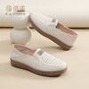 信诺真皮镂空透气单鞋女2025春季新款软底妈妈鞋小白鞋一脚蹬皮鞋5C3066-19 商品缩略图2