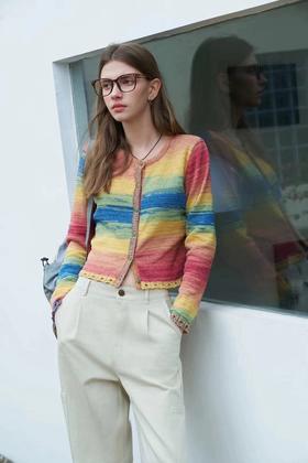 ANSUABEL 彩虹色渐变晕染针织开衫 20026