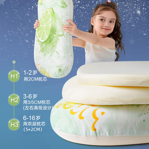 ³【匹鲁儿童成长记忆棉枕】可水洗记忆棉 人体工学弧度呵护肩颈 亲肤不闷汗 成长可调节1-16岁 XN03-CRMM-PL 商品图2