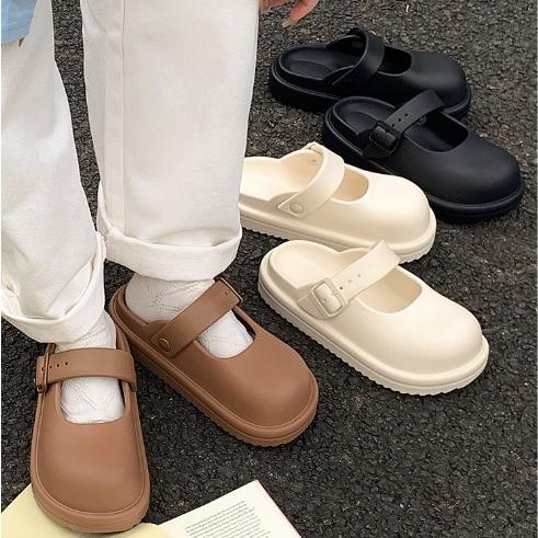 【特价39元】春夏新品时尚简约百搭博肯凉拖鞋居家外穿女款纯色包头【WG25239】 商品图0