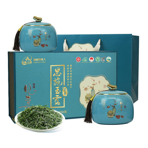 【2026新茶】恩施玉露春茶明前一级精选高山含硒绿茶250g双喜临门双瓷罐瓷罐商务礼盒CM 商品图2