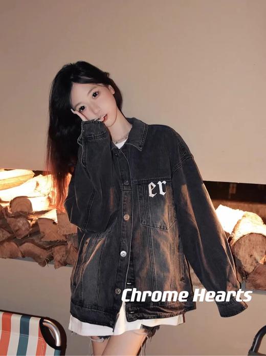 克罗心重工刺绣水洗做旧牛仔夹克外套 商品图0