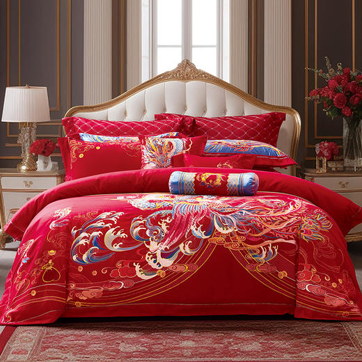 【6楼】富安娜婚庆床单八件/盛世红妆，单被加大，红 商品图7