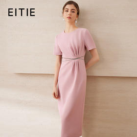 【气质钻链极简连衣裙】EITIE爱特爱优雅通勤收腰显瘦夏新款B2507676