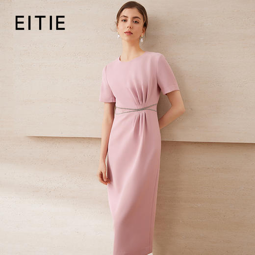 【气质钻链极简连衣裙】EITIE爱特爱优雅通勤收腰显瘦夏新款B2507676 商品图0