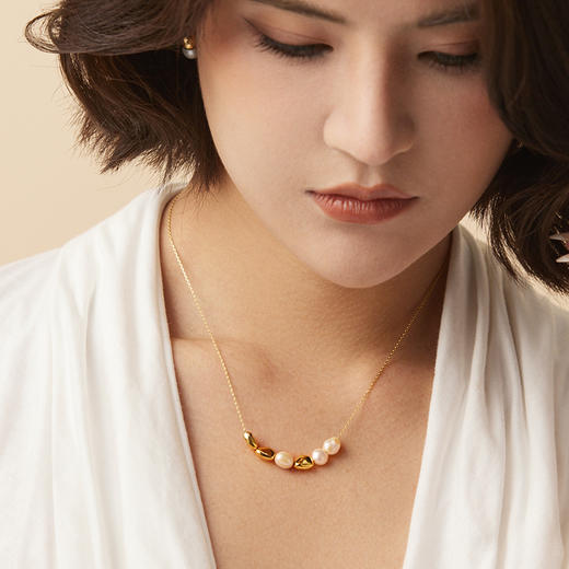 manreya小金豆 巴洛克珍珠项链 耳环 商品图4