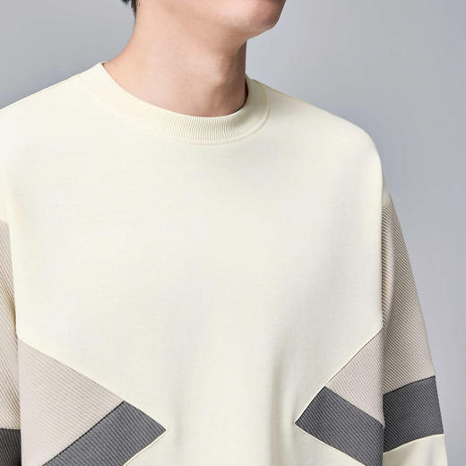 墨麦客男装撞色拼接男士休闲圆领卫衣2024秋季新款重磅肌理上衣男 商品图2