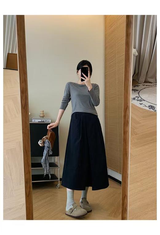 折纸裙jin口抗皱超态棉不对称对褶裥A字裙高腰半身裙 商品图12