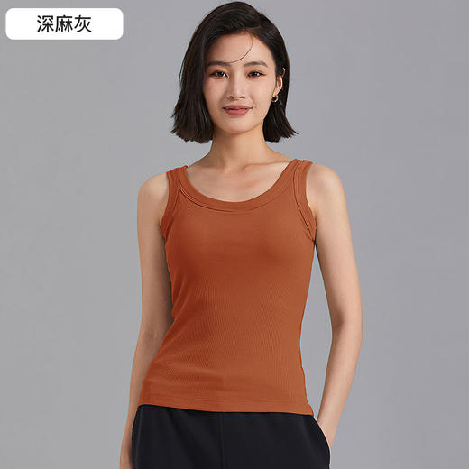 I'd爱帝女士罗纹背心一体杯带胸垫内搭打底背心 商品图1