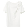 三彩2025夏季新款褶皱T恤莱赛尔不对称设计感短袖上衣套头衫S 商品缩略图4