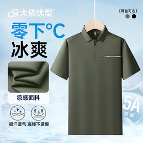 【冰丝】【DDP】大依优型大码拉链款短袖POLO衫弹力翻领商务休闲透气半袖夏季上衣