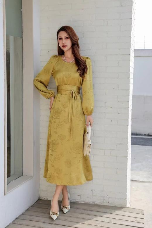 ELLA JADE 金色光泽感提花收腰连衣裙 19997 商品图2