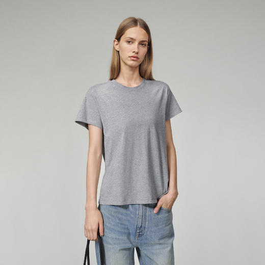 ROMI STUDIO“肤感至上”100%棉圆领三针四线哈梭线短袖T恤421T3104 商品图0