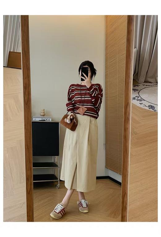 折纸裙jin口抗皱超态棉不对称对褶裥A字裙高腰半身裙 商品图1