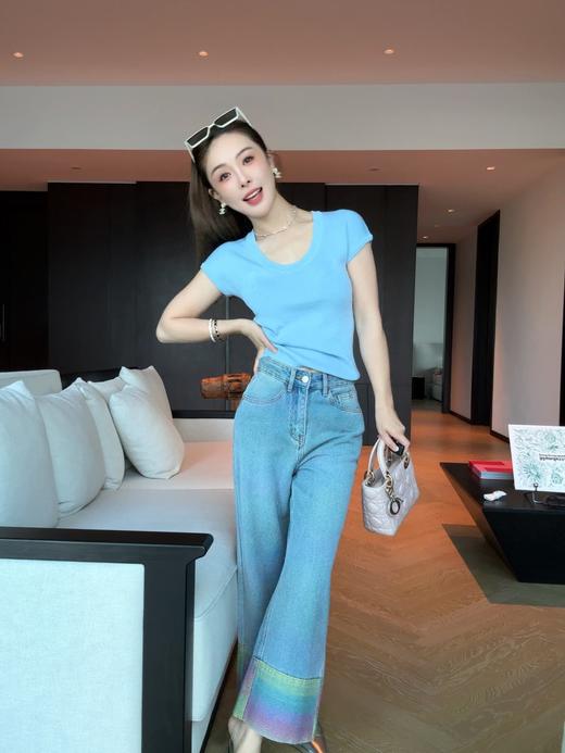 [ PIAN AI ] 冷小姐# 把彩虹穿在身上/ 拼色九分牛仔裤 商品图1