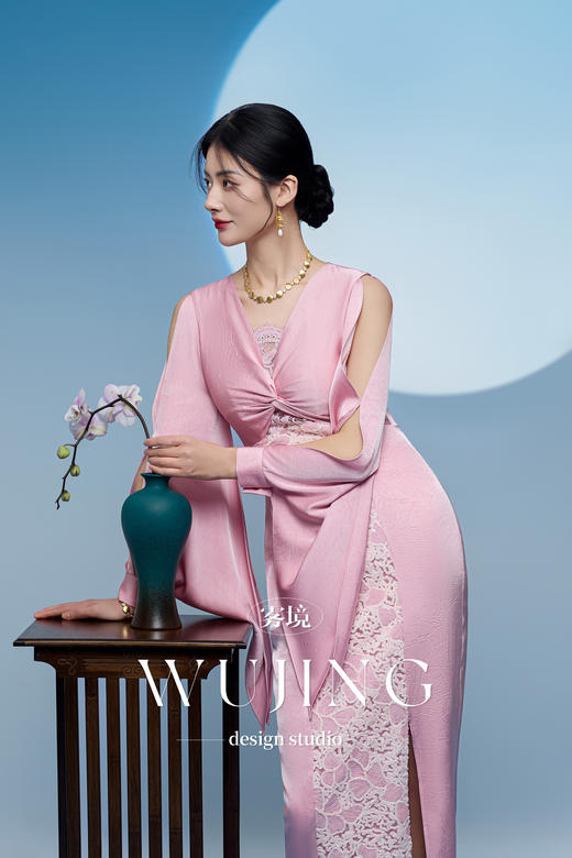 3205087 樱樱桃夭 重磅股线蕾丝/进口醋酸缎/韩国进口水晶乔其纱连衣裙 雾境 商品图2